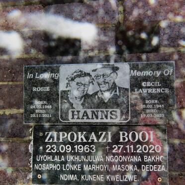 HANNS Cecil Lawrence 1945-2022 &amp; Rosie 1948-2021