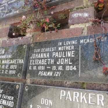 JOHL Johanna Pauline Elizabeth 1891-1984