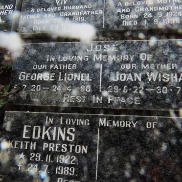 JOSE George Lionel 1920-1980 &amp; Joan WISHART 1922-1986