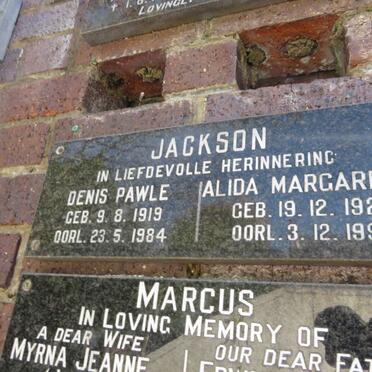 JACKSON Denis Pawle 1919-1984 &amp; Alida Margaretha 1920-1990
