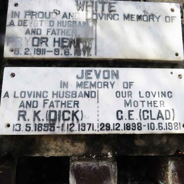 JEVON R.K. 1895-1971 &amp; G.E. 1898-1981