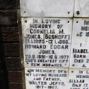 JONES Howard Edgar 1891-1977 &amp; Cornelia M. BOSHOFF 1895-1966