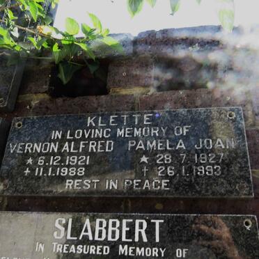 KLETTE Vernon Alfred 1921-1988 &amp; Pamela Joan 1927-1993