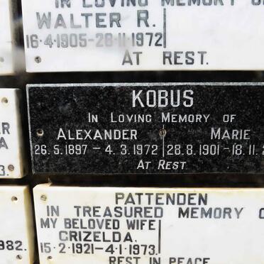 KOBUS Alexander 1897-1972 &amp; Marie 1901-2002