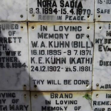 KUHN W.A. 1895-1971 &amp; K.E. 1902-1981