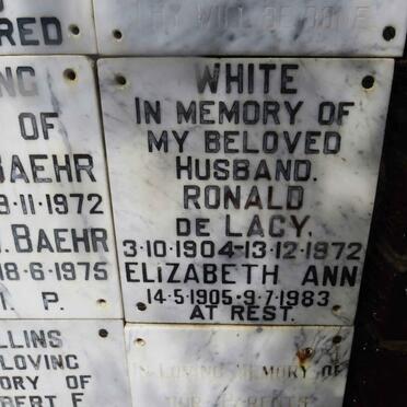 LACY Ronald, de 1904-1972 &amp; Elizabeth Ann 1905-1983