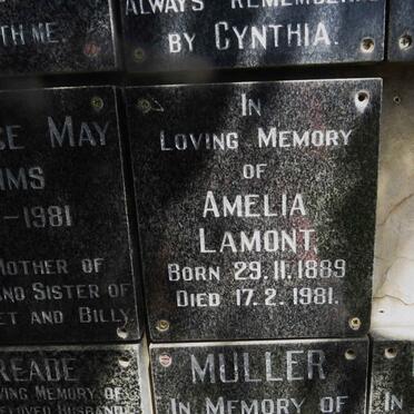 LAMONT Amelia 1889-1981