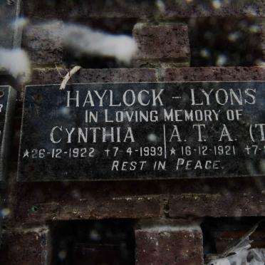 LYONS A.T.A., HAYLOCK 1921-1994 &amp; Cynthia 1922-1993