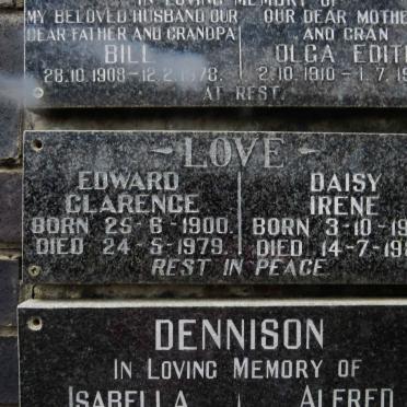 LOVE Edward Clarence 1900-1979 &amp; Daisy Irene 1902-1982