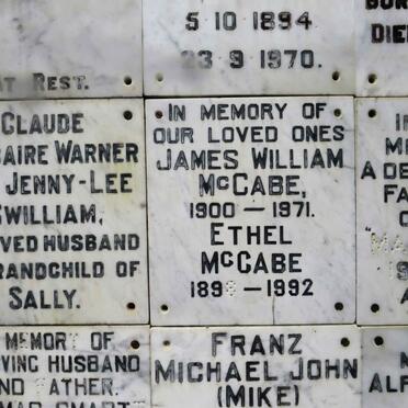 MCCABE James William 1900-1971 &amp; Ethel 1898-1992