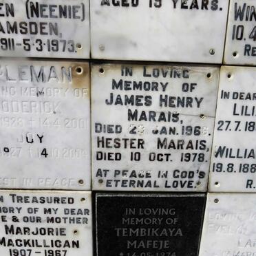 MARAIS James Henry - 1966 &amp; Hester -1978