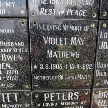 MATHEWS Violet May 1905-1982