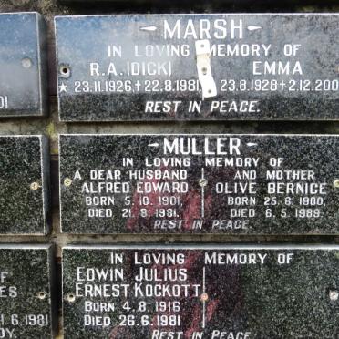 MARSH R.A. 1926-1981 &amp; Emma 1928-2008