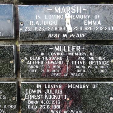 MARSH R.A. 1926-1981 &amp; Emma 1928-2008