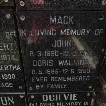 MACK John 1890-1974 &amp; Doris Walcina 1895-1969