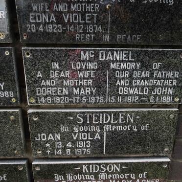 MCDANIEL Oswald John 1912-1981 &amp; Doreen Mary 1920-1975