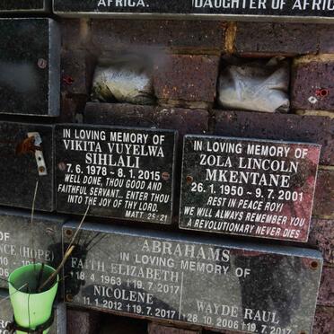 MKENTANE Zola Lincoln 1950-2001 :: SIHLALI Vikita Vuyelwa 1978-2015