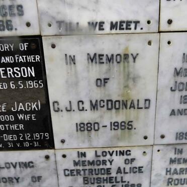 MCDONALD C.J.G. 1880-1965