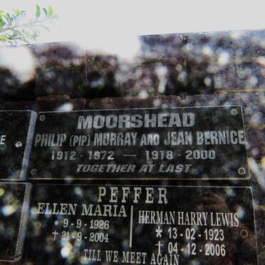 MOORSHEAD Philip Murray 1912-1972 &amp; Jean Bernice 1918-2000