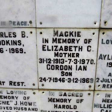MACKIE Elizabeth C. 1913-1970 :: MACKIE Gordon Ian 1946-1969