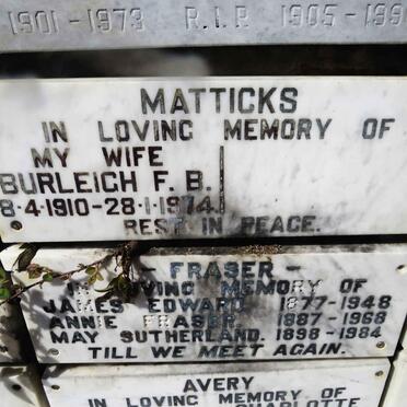 MATTICKS Burleigh F.B. 1910-1974