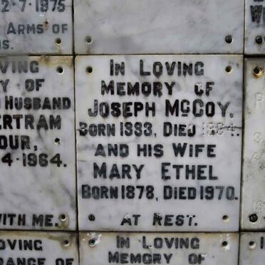 MCCOY Joseph 1893-1964 &amp; Mary Ethel 1878-1970
