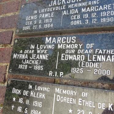 MARCUS Edward Lennard 1925-2000 &amp; Myrna Jeanne 1928-1985