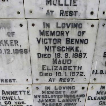 NITSCHKE Victor Benno -1967 &amp; Maud Elizabeth -1972