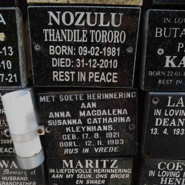 NOZULU Thandile Tororo 1981-2010