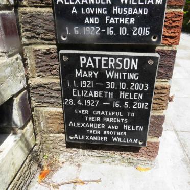 PATERSON Mary Whiting 1921-2003 :: PATERSON Elizabeth Helen 1927-2012