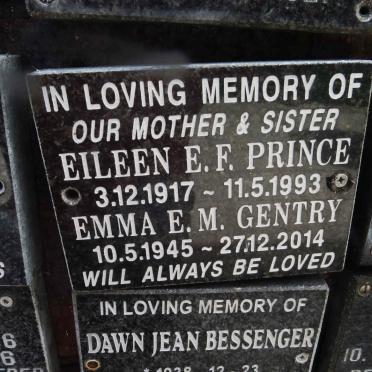 PRINCE Eileen E.F. 1917-1993 :: GENTRY Emma E.M. 1945-2014