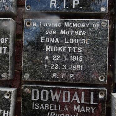 RICKETTS Edna Louise 1915-1991