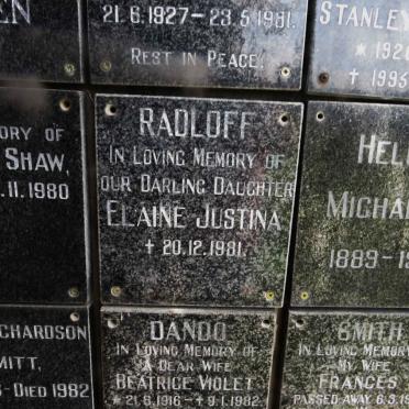 RADLOFF Elaine Justina -1981