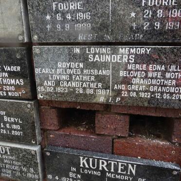 SAUNDERS Royden 1923-1987 &amp; Merle Edna 1922-2019