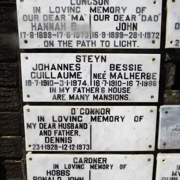 STEYN Johannes Guillaume 1910-1974 &amp; Bessie MALHERBE 1910-1986