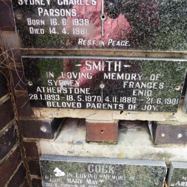 SMITH Sydney Atherstone 1893-1970 &amp; Frances Enid 1888-1981