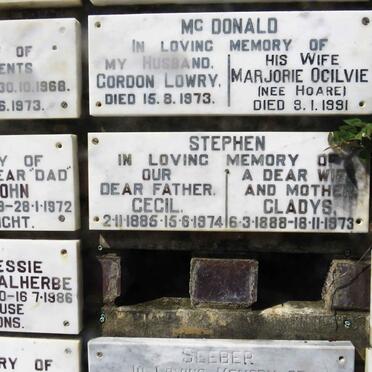 STEPHEN Cecil 1885-1974 &amp; Gladys 1888-1973