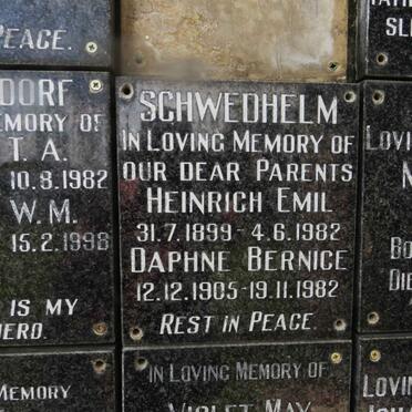 SCHWEDHELM Heinrich Emil 1899-1982 &amp; Daphne Bernice 1905-1982
