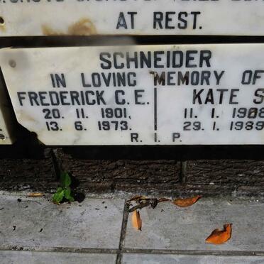 SCHNEIDER Frederick C.E. 1901-1973 & Kate S. 1908-1989