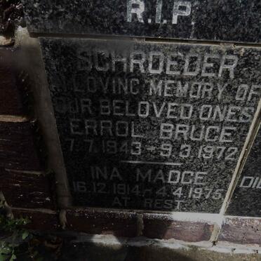 SCHROEDER Errol Bruce 1943-1972 :: SCHROEDER Ina Madge 1914-1975