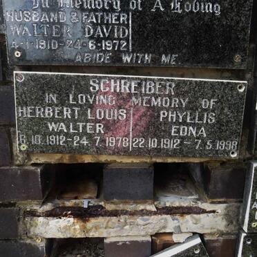 SCHREIBER Herbert Louis Walter 1912-1978 &amp; Phyllis Edna 1912-1998