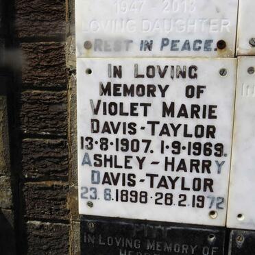 TAYLOR Ashley Harry, DAVIS 1898-1972 &amp; Violet Marie 1907-1969