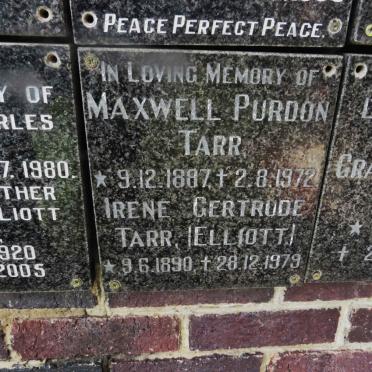 TARR Maxwell Purdon 1887-1972 &amp; Irene Gertrude ELLIOT 1890-1979