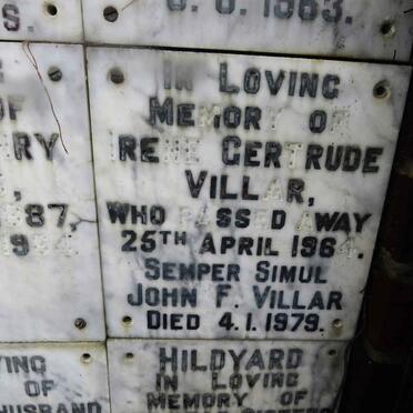 VILLAR John F. -1979 &amp; Irene Gertrude -1964