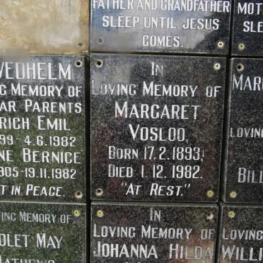 VOSLOO Margaret 1893-1982