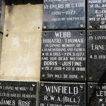 WEBB Horatia Thomas 1905-1977 &amp; Doris Justine 1908-1989