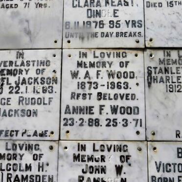 WOOD W.A.F. 1873-1963 &amp; Annie F. 1888-1971