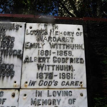 WITTHUHN Albert Godfried 1875-1961 &amp; Margaret Emily 1881-1959