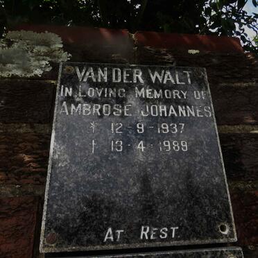 WALT Ambrose Johannes, van der 1937-1989