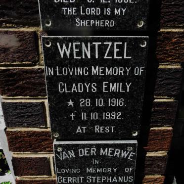 WENTZEL Gladys Emily 1916-1992